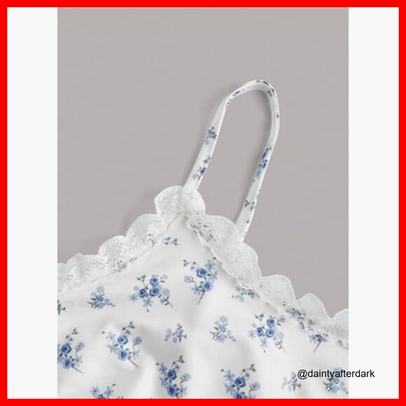 Sexy Pajama Set 2 Piece Lace Trim Cami Crop Tops and Ruched Shorts - Picture 5 of 7